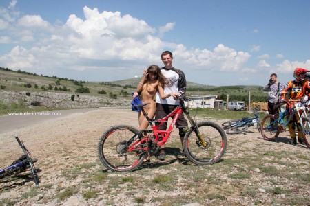 Masha with cyclists on Ai-Petri